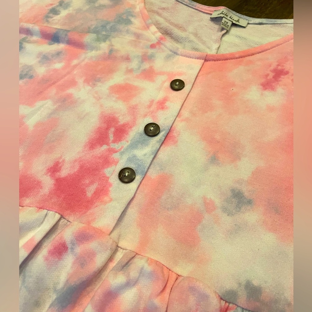 White Birch Pink and Blue Tie-Dye Baby doll dress/top - Picture 3 of 5